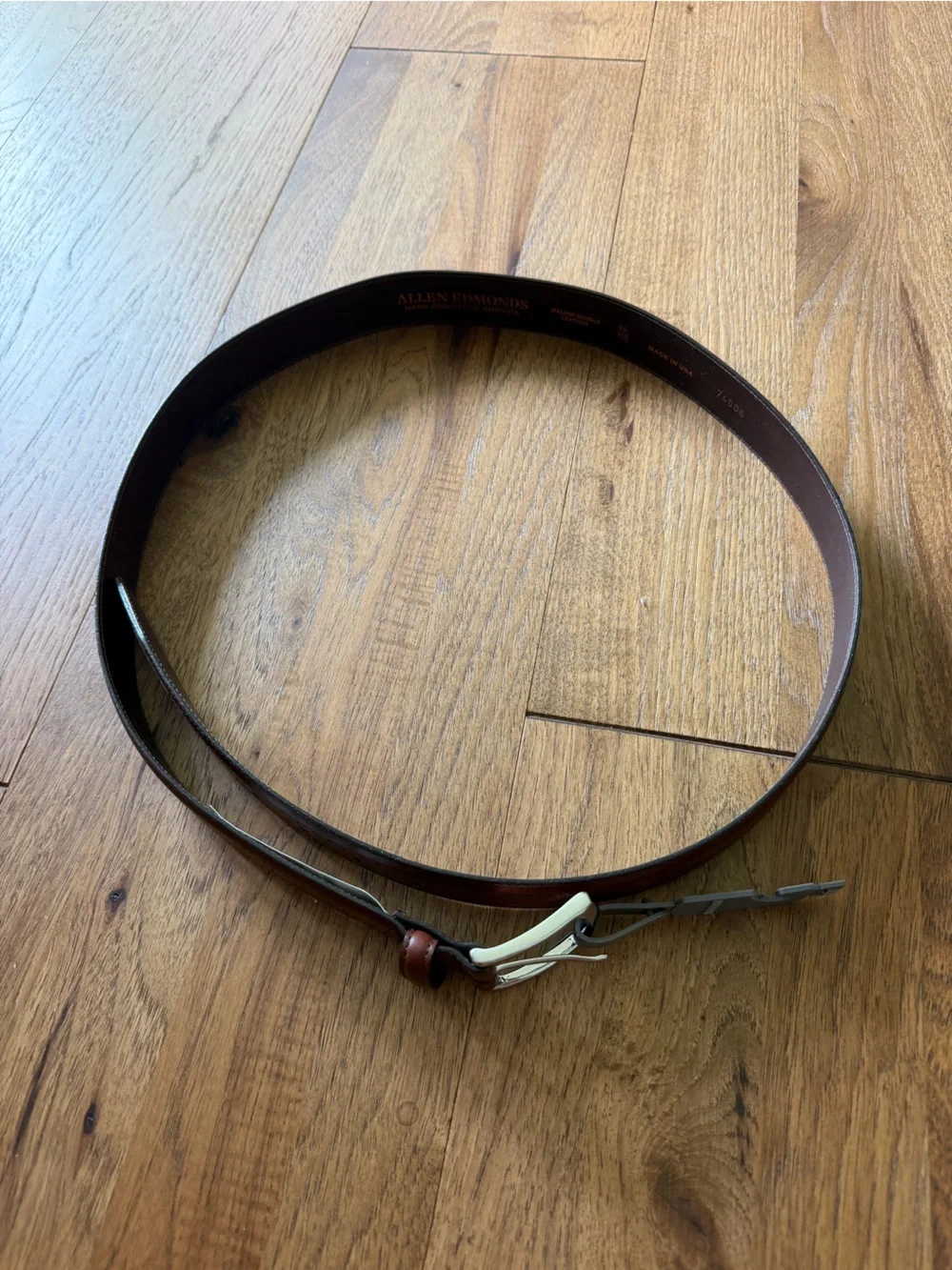 New Allen Edmonds Men's Manistee Brown Perforated Leather Dress Belt Sz 44